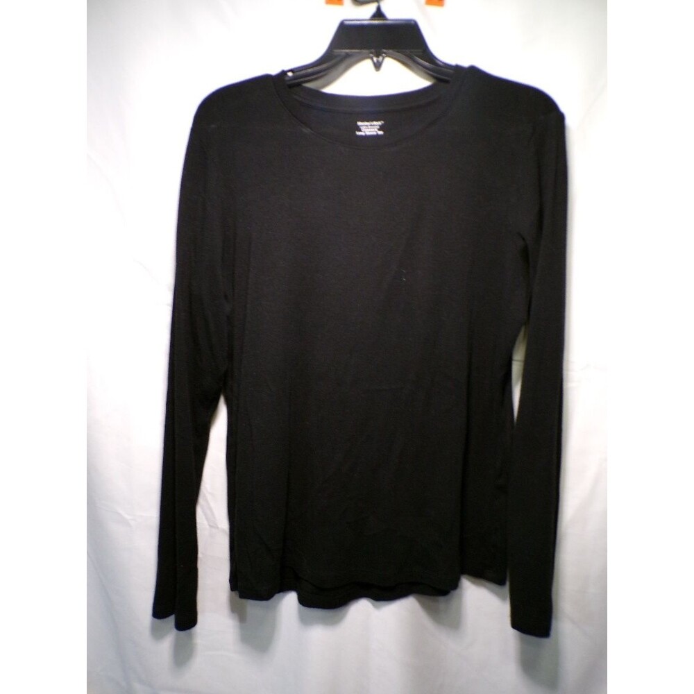 Member's Mark Ladies Essential Long Sleeve Tee Black L Crewneck Stretch